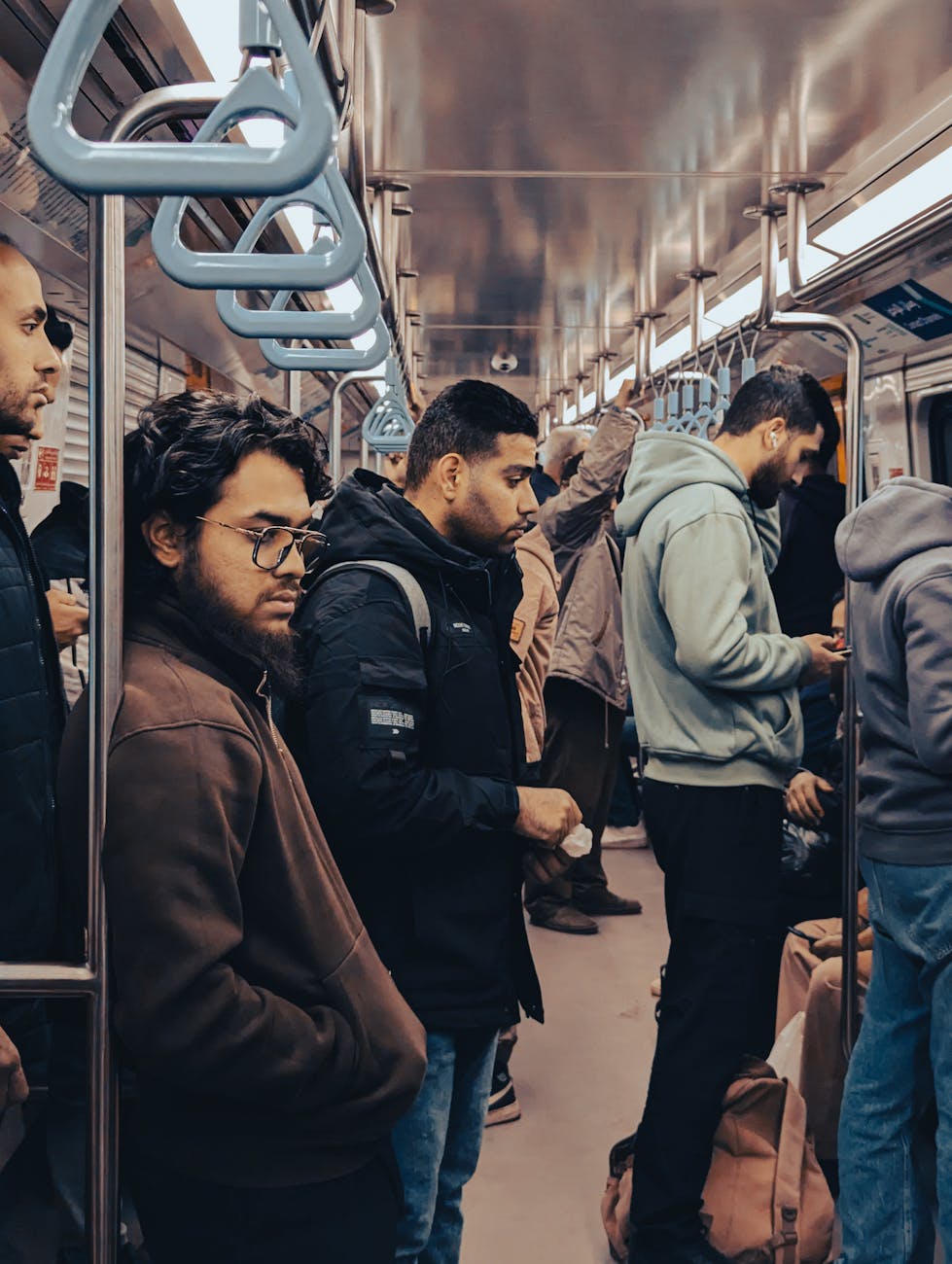 Commuters inside Cairo metro.