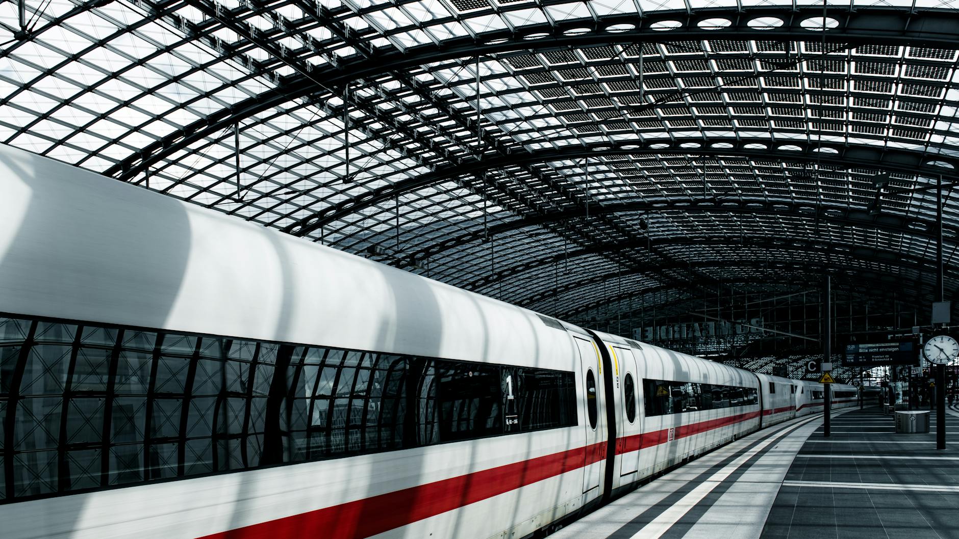 High-speed train at Berlin Hauptbahnhof.