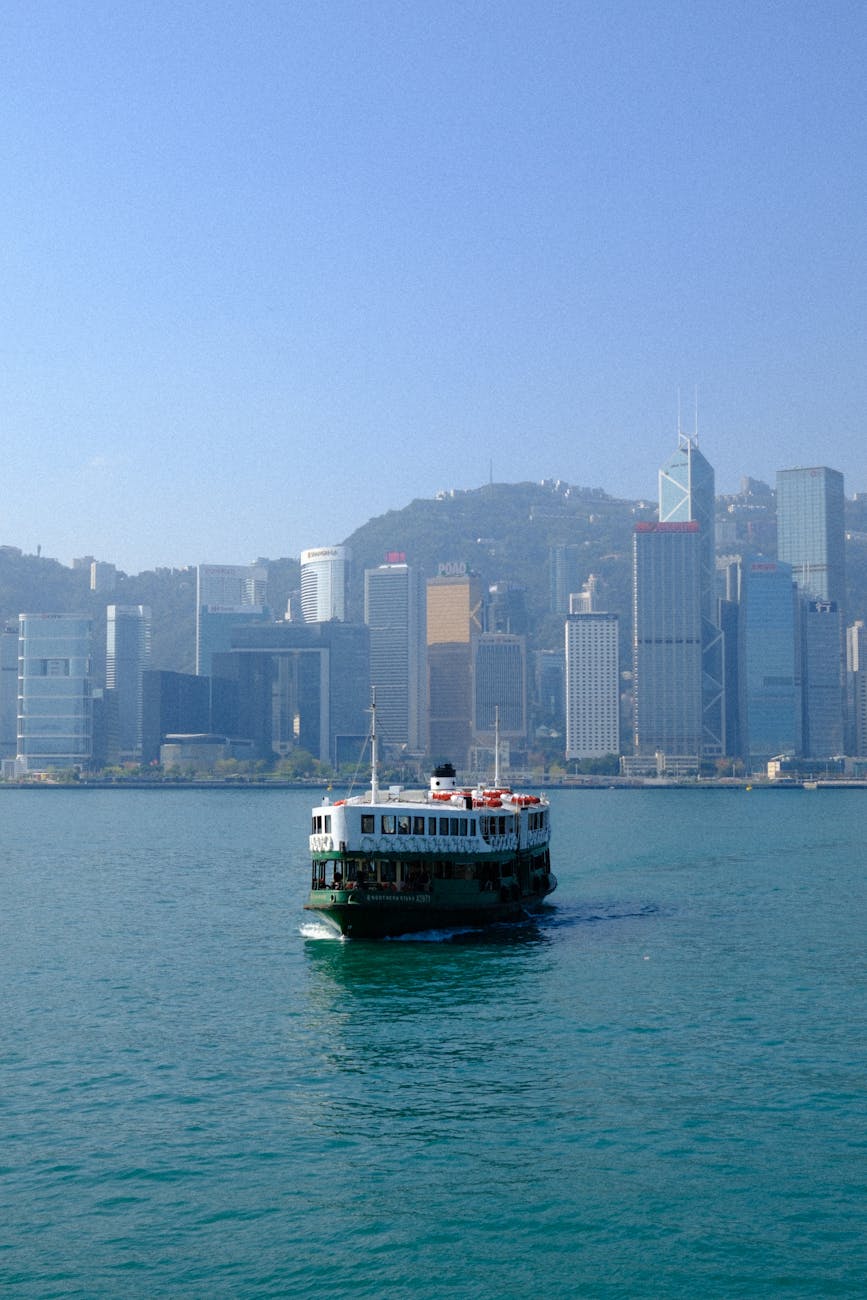 Star Ferry crossing Victoria Harbour in Hong Kong.