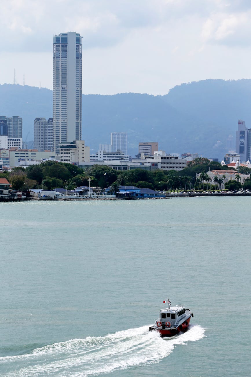 Boat near George Town waterfront in Penang.