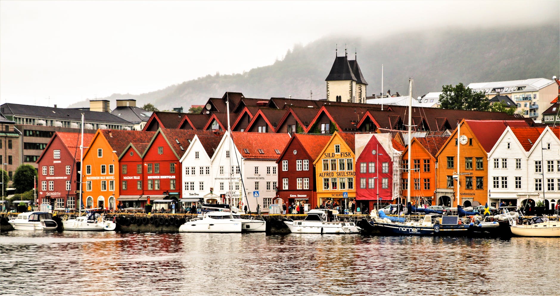 Bergen skyline for business visitor travel report planning.