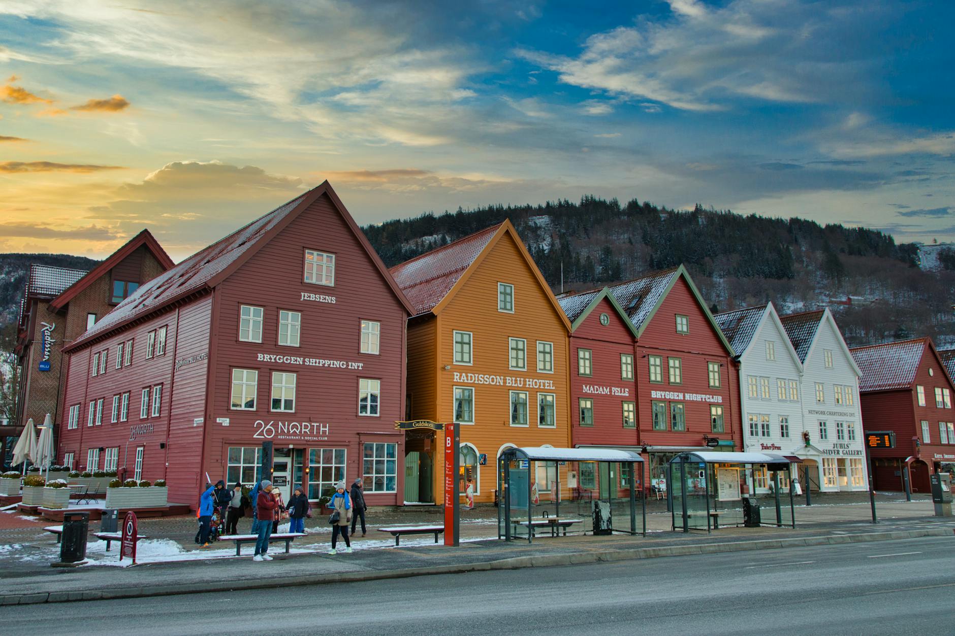 Bergen hotel and harbor area for business visitor planning.