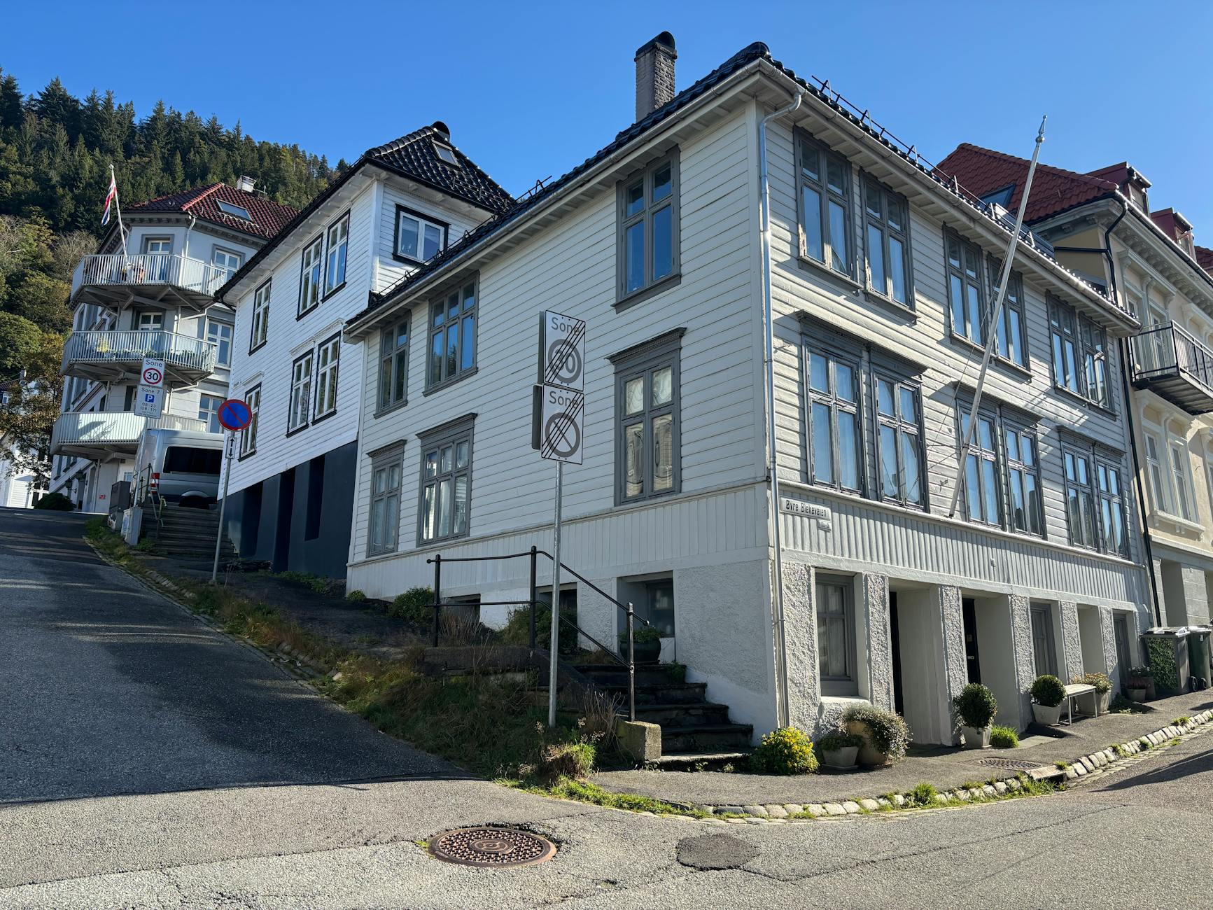 Bergen residential street for journalist assignment geography planning.