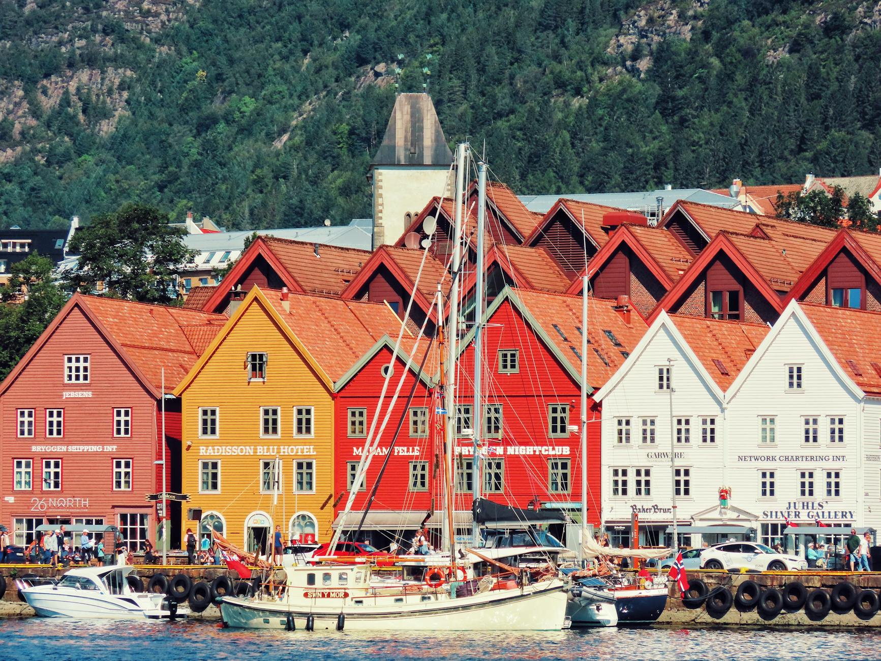 Bergen Bryggen waterfront for trade-show networking meal planning.