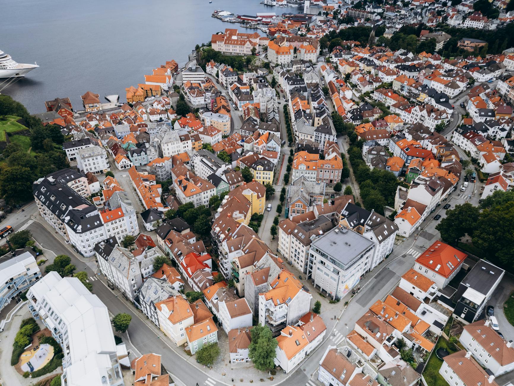 Bergen rooftops and streets for care-access planning.