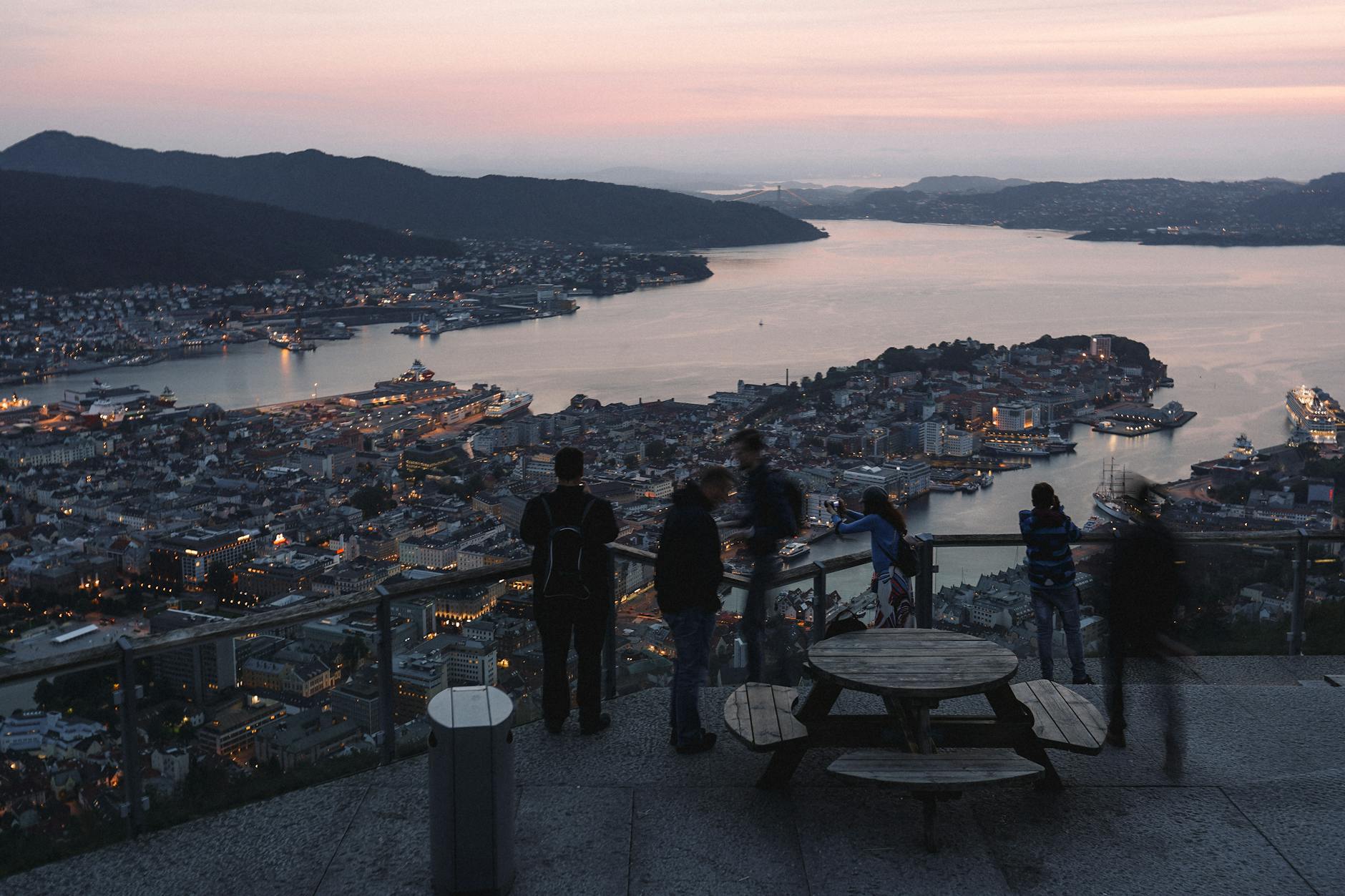 Bergen city at twilight for rest and medication timing planning.