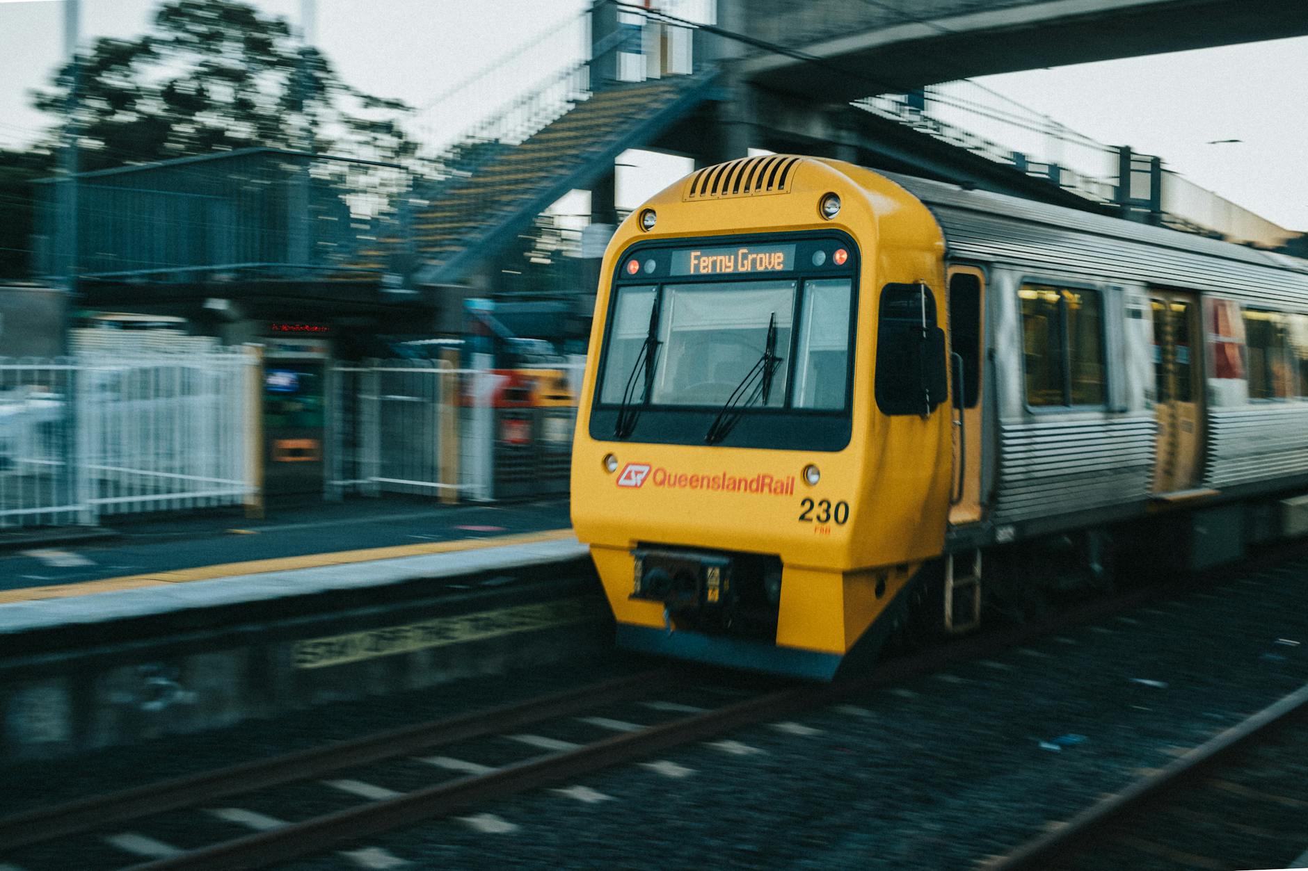 Queensland Rail train for Brisbane conference departure planning.