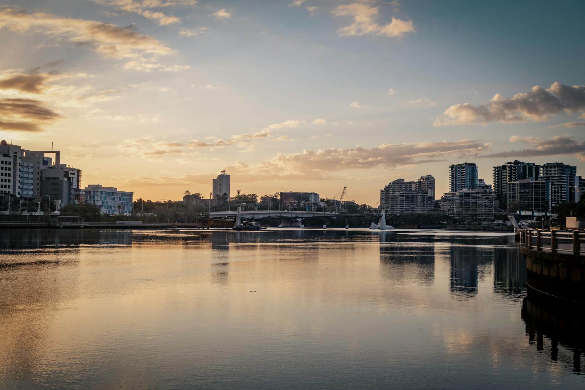 Sunrise over Brisbane River for district-based meal planning.