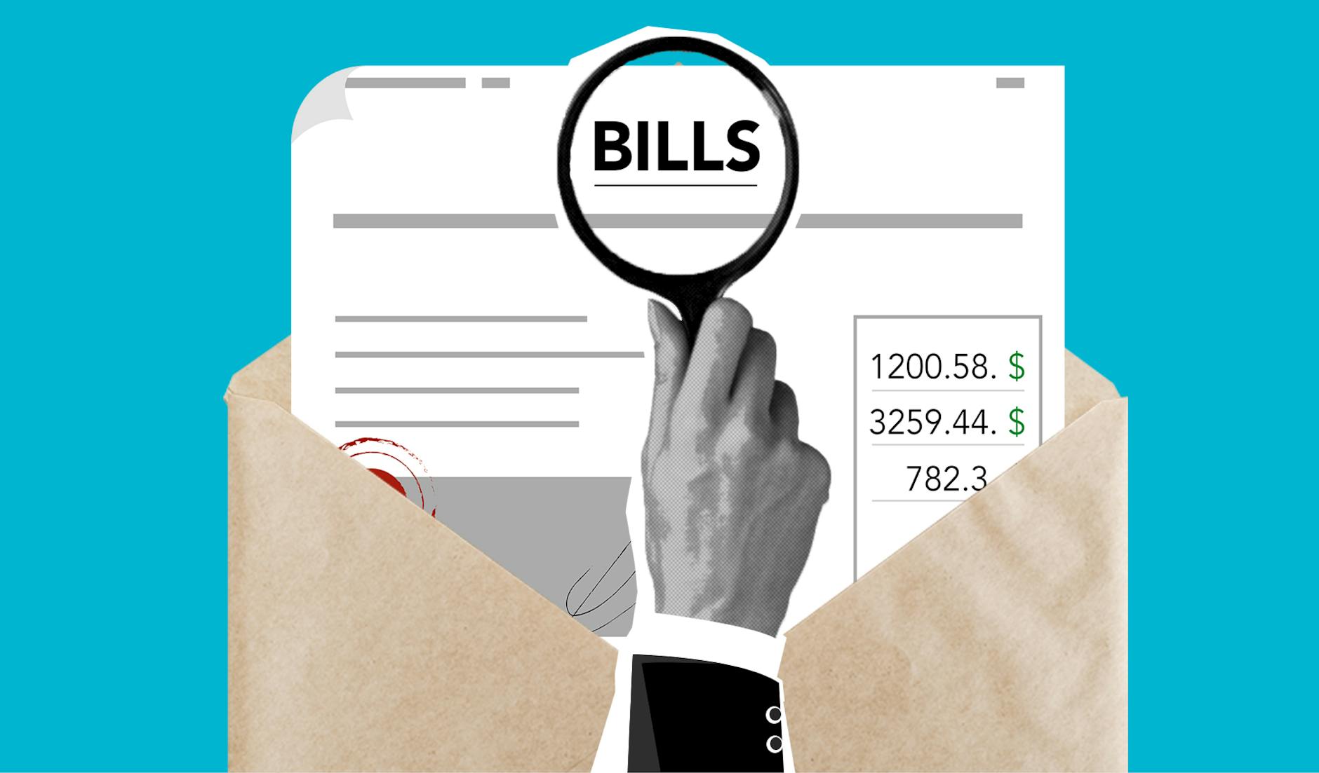 Magnifying glass over payment documents for Brisbane diligence report planning.