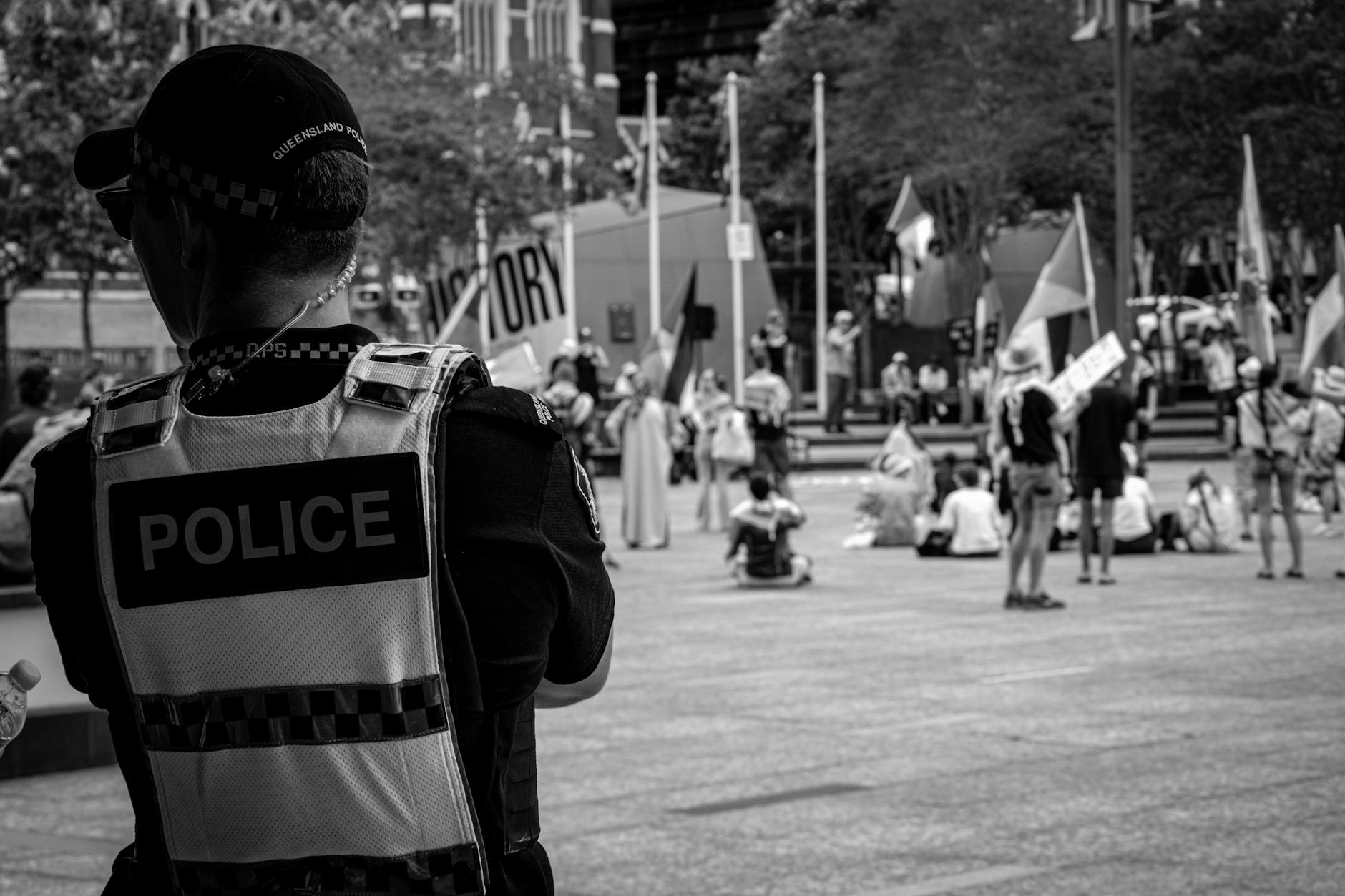 Public protest in Brisbane for journalist assignment planning.