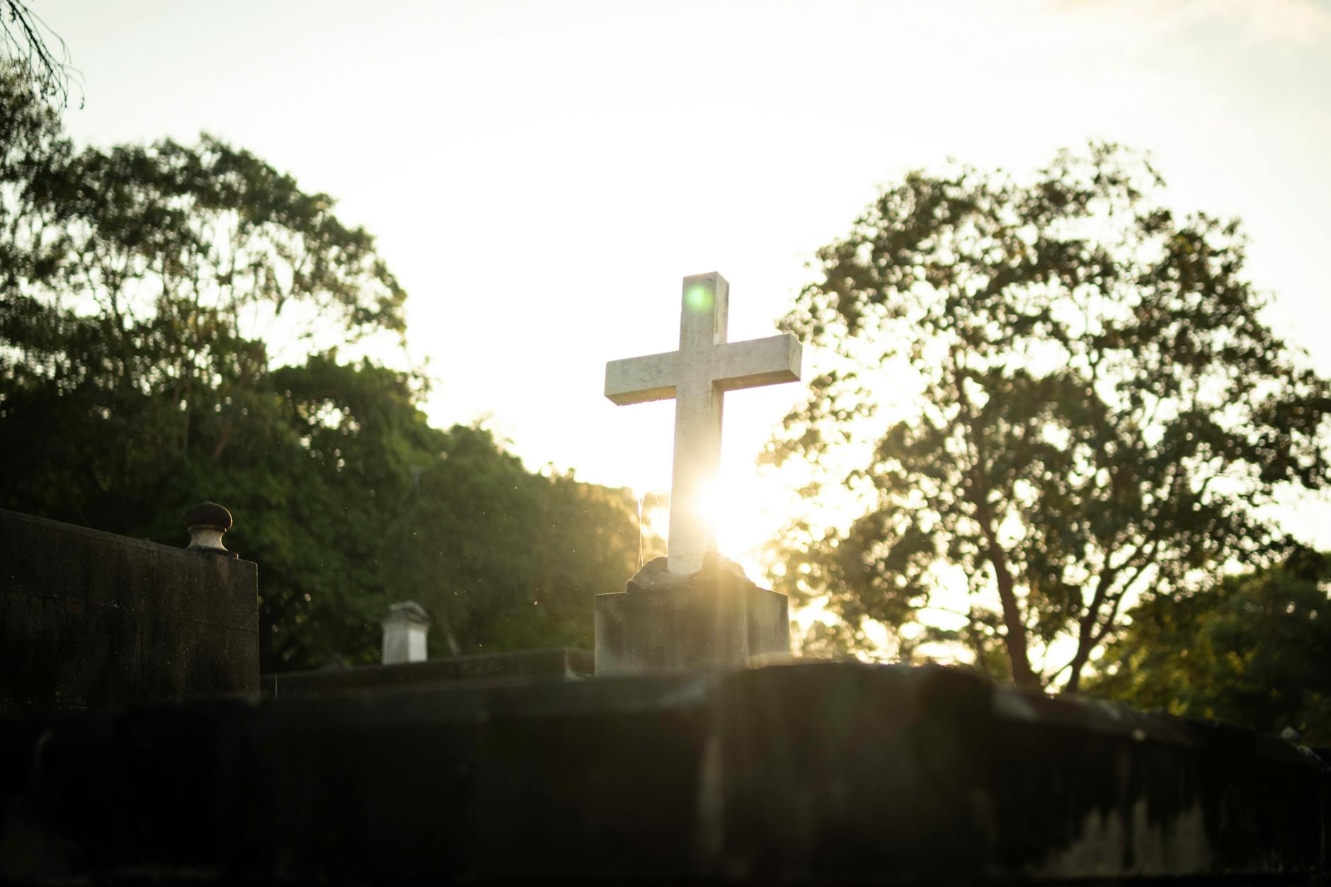 Gothic cross at Toowong Cemetery for Brisbane religious visit timing.