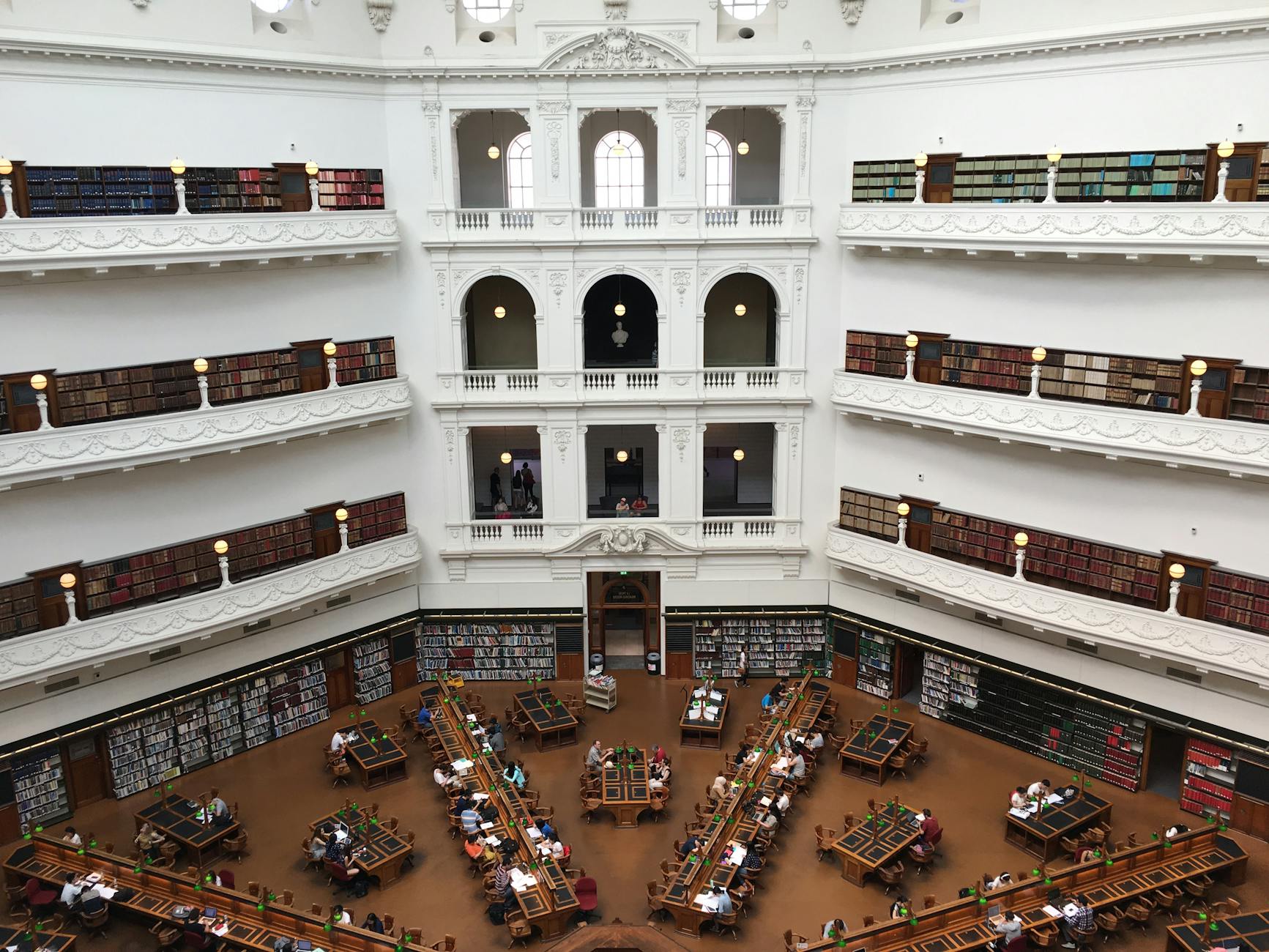 Multi-level library study space for Brisbane student support planning.