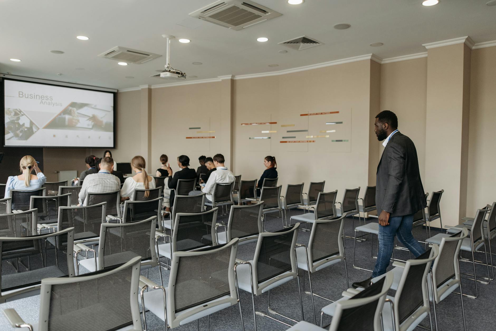 Conference aisle during a presentation for Brisbane trade-show report planning.