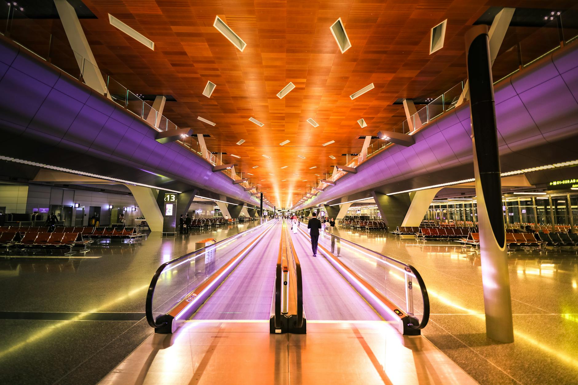Airport moving walkway for Brisbane stopover route planning.