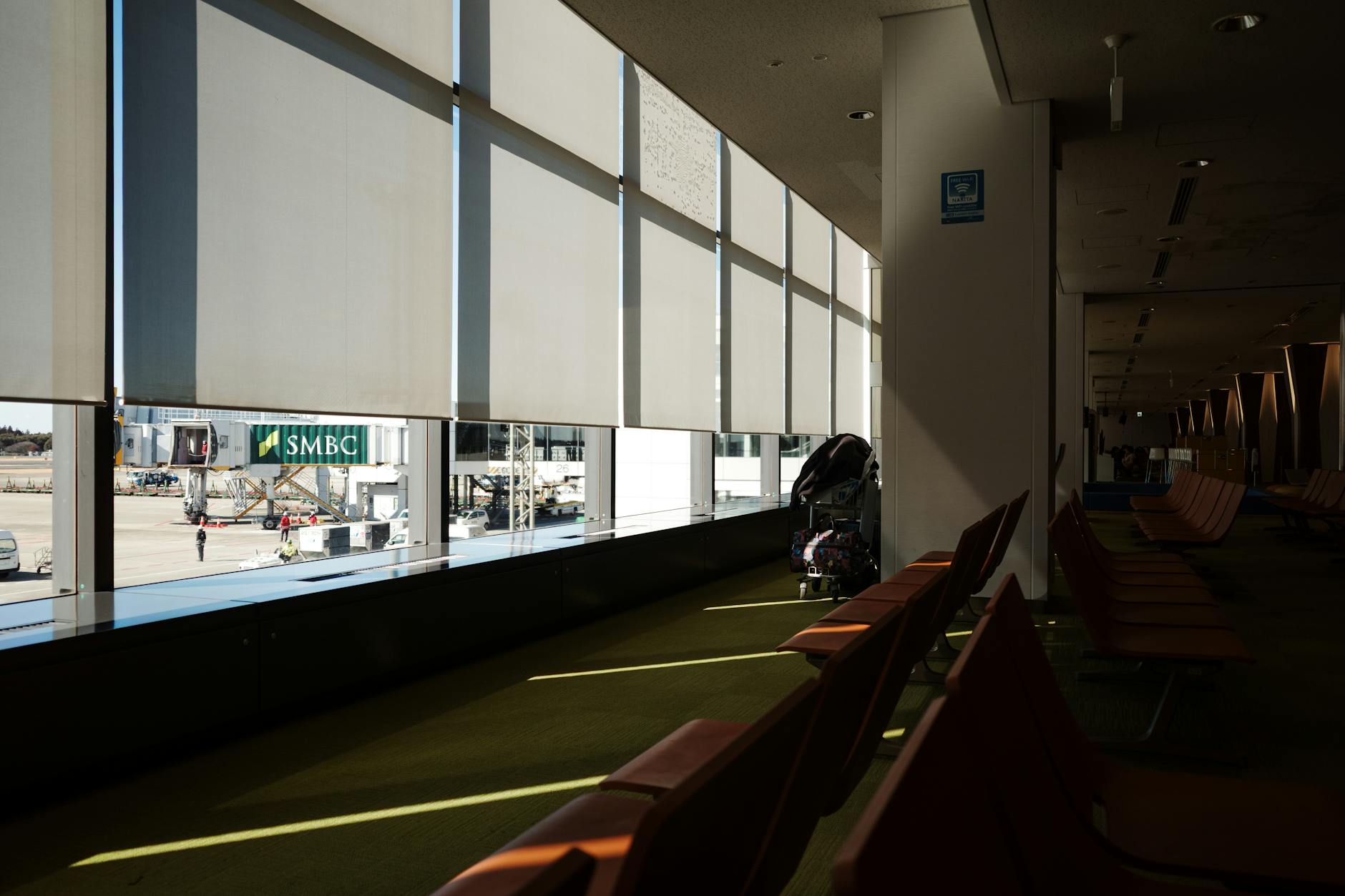 Quiet airport seating area for Brisbane departure planning.