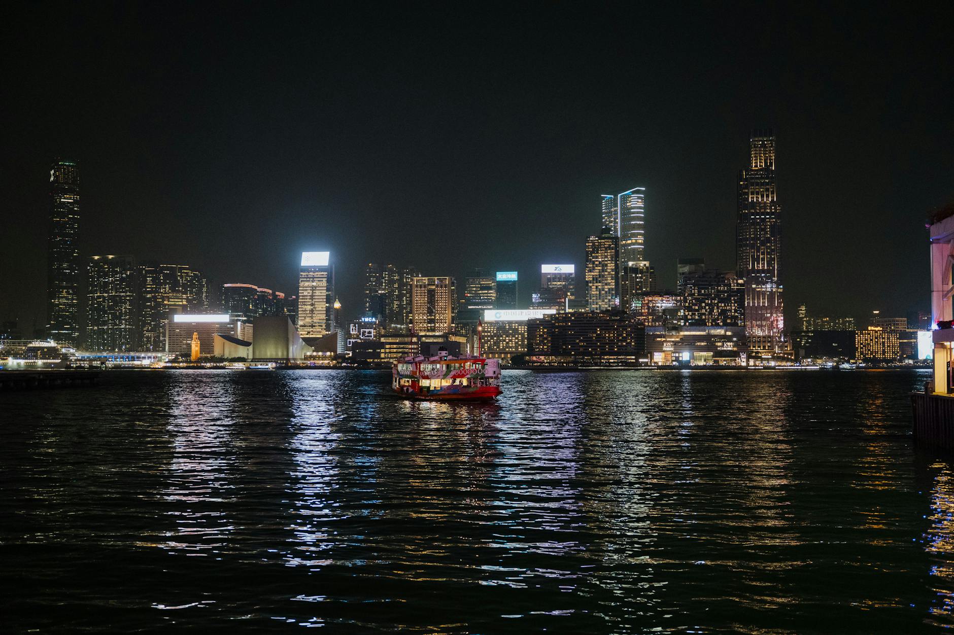 Hong Kong harbor skyline night and nightlife safety planning context.