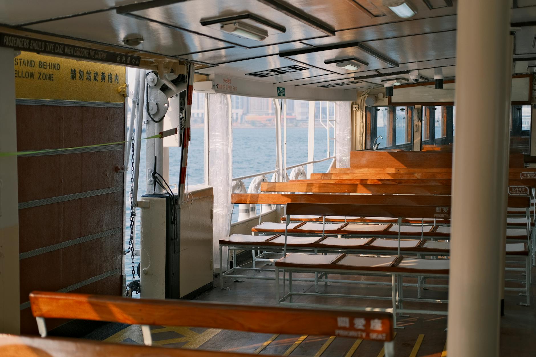 Hong Kong harbor ferry and reflective religious-travel pacing context.