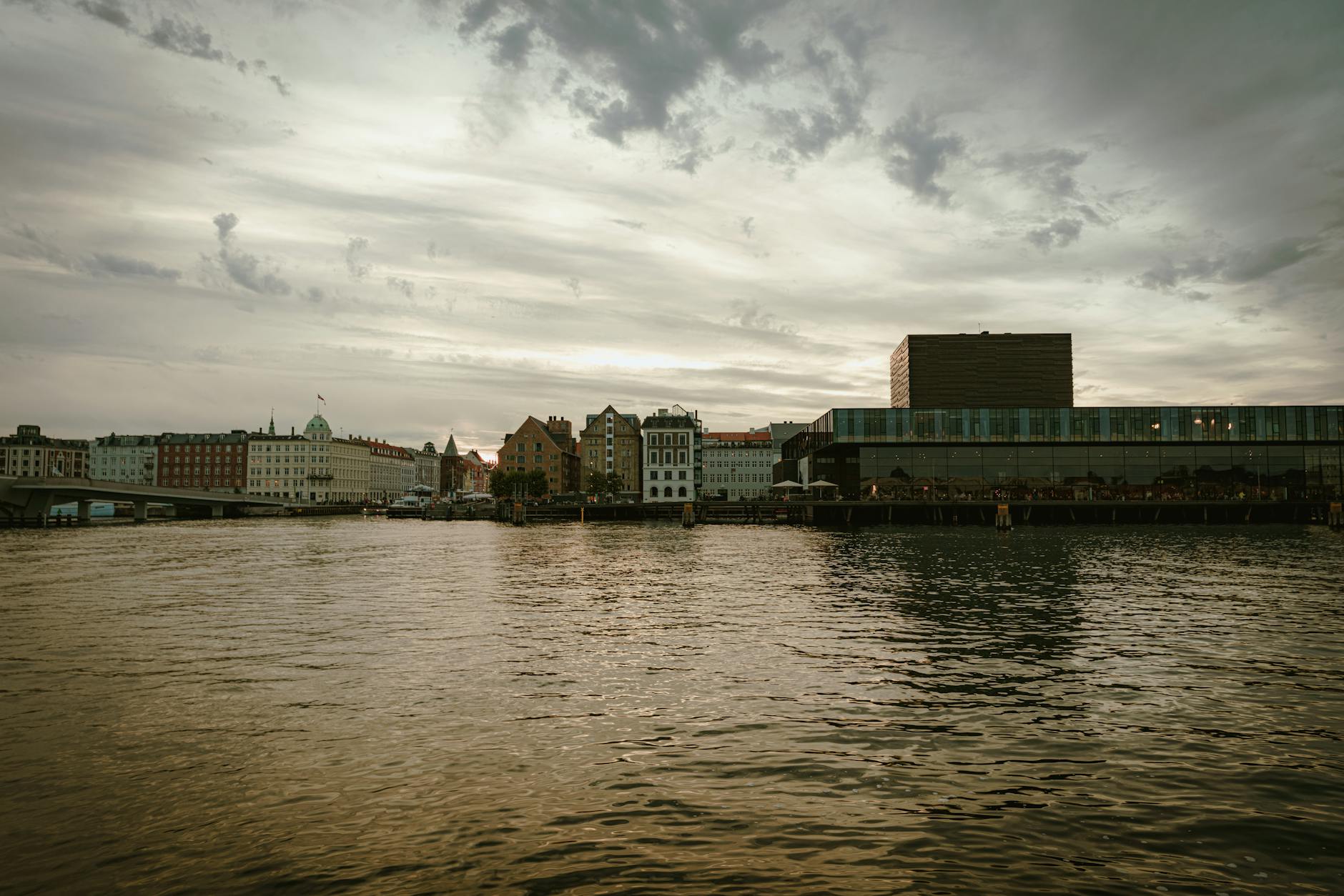 Copenhagen waterfront cityscape for business dinner district planning.