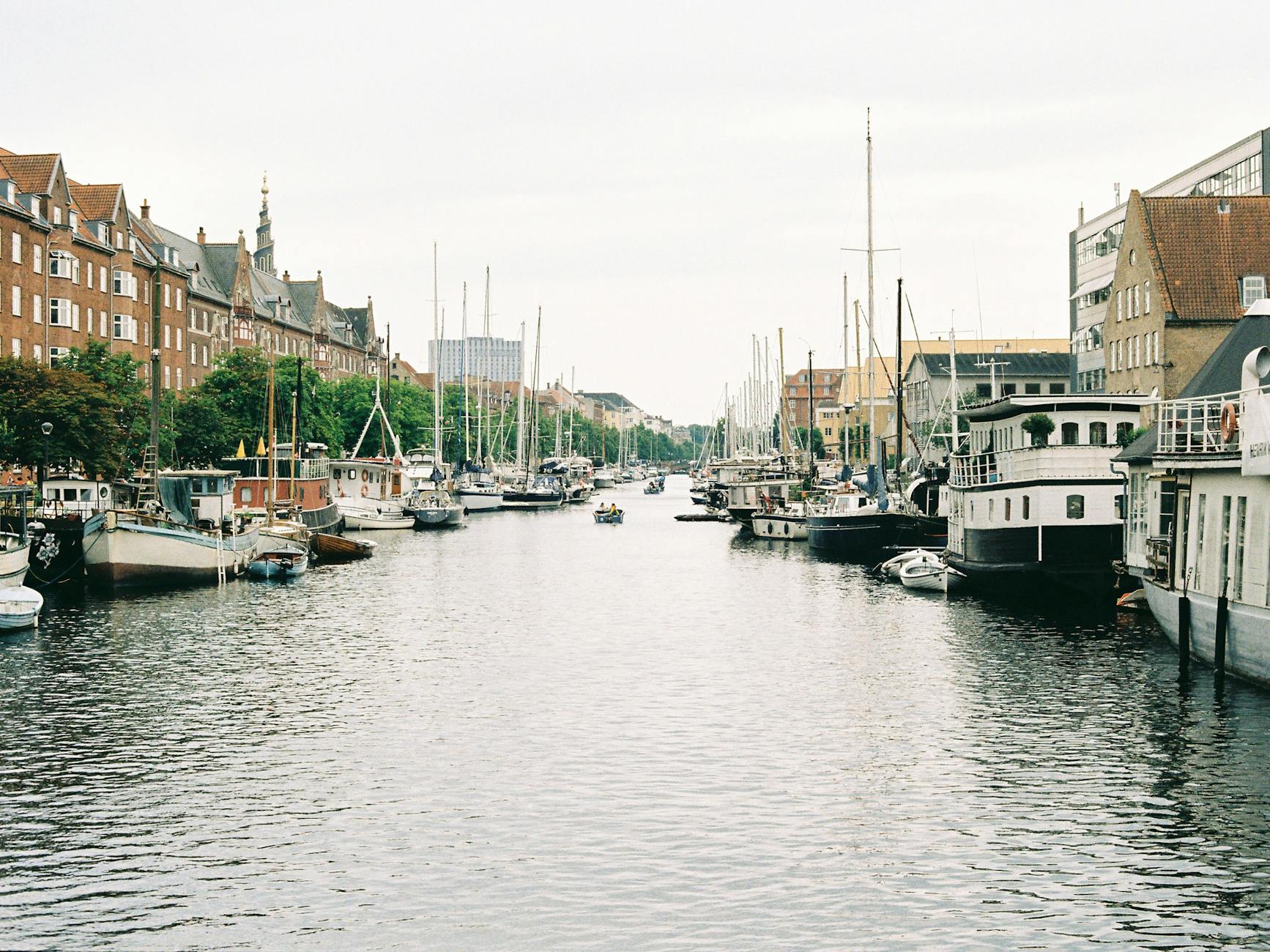 Copenhagen canals and houseboats for content planning.
