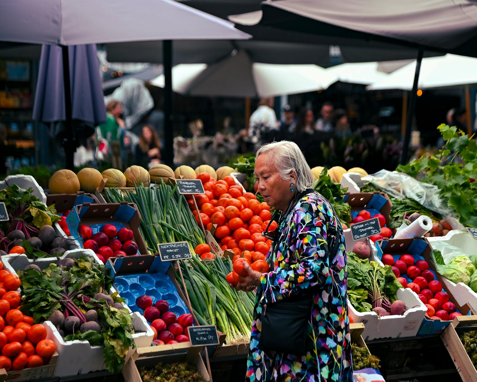 Copenhagen market produce for family meal planning.