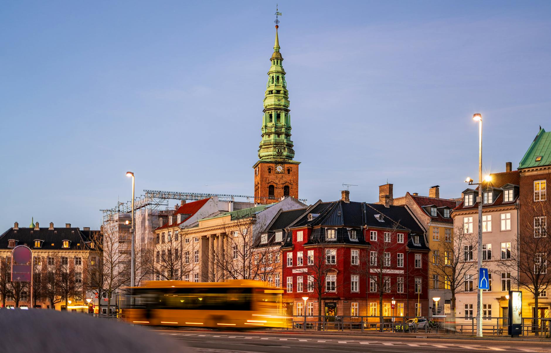 Copenhagen cityscape at dusk for investor departure planning.