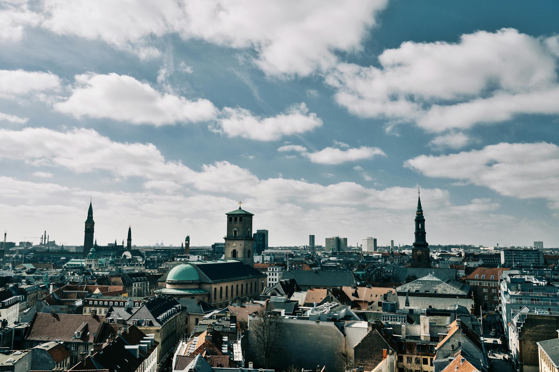 Aerial Copenhagen cityscape for first-meeting arrival planning.