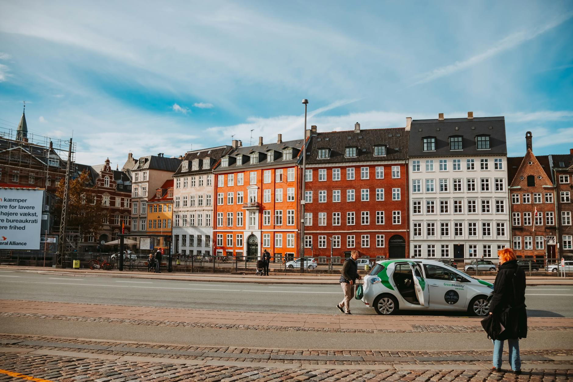Copenhagen street with historic buildings for sales account geography planning.