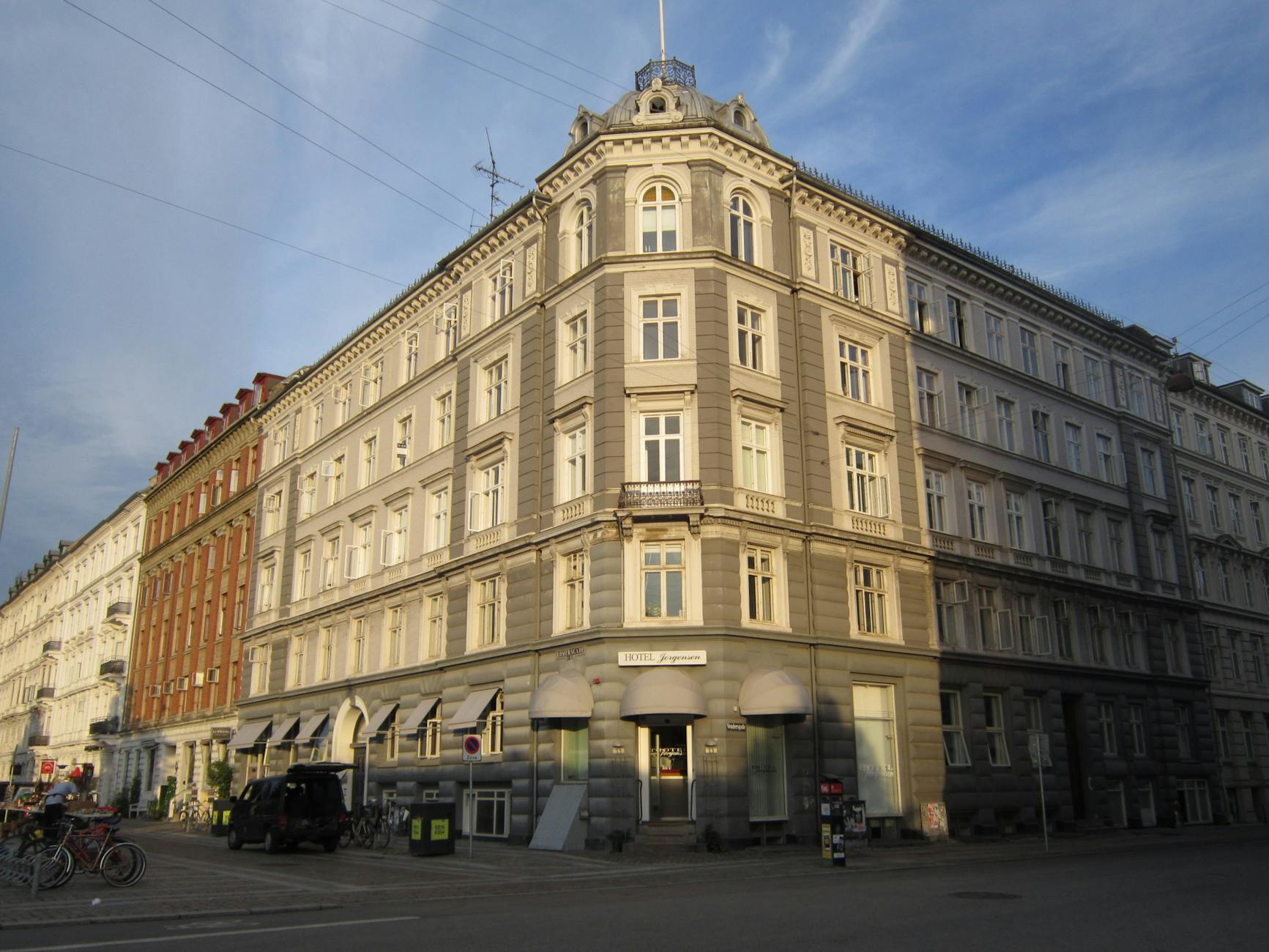 Historic Copenhagen building for solo lodging planning.