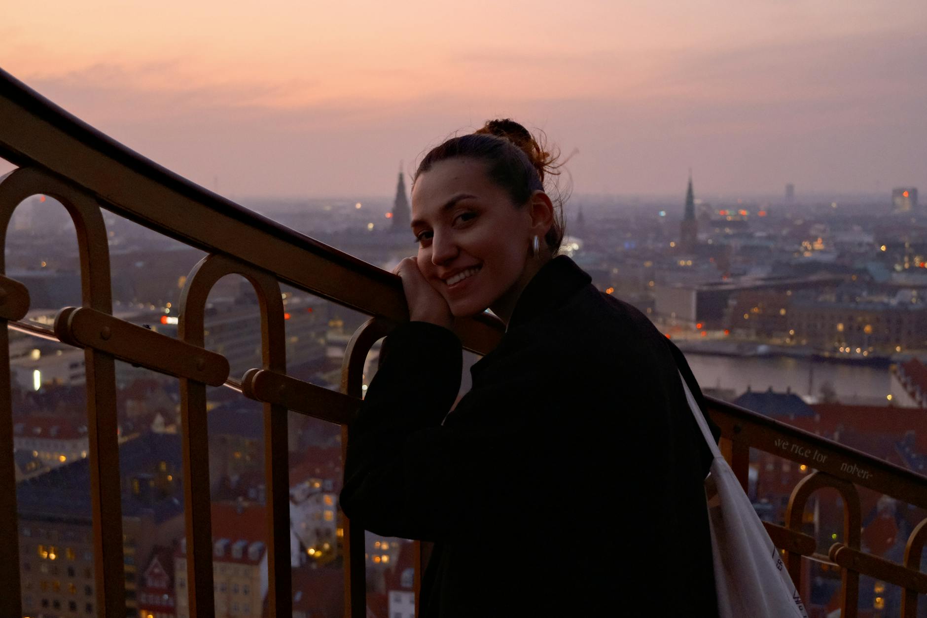 Student overlooking Copenhagen at sunset for short program departure planning.