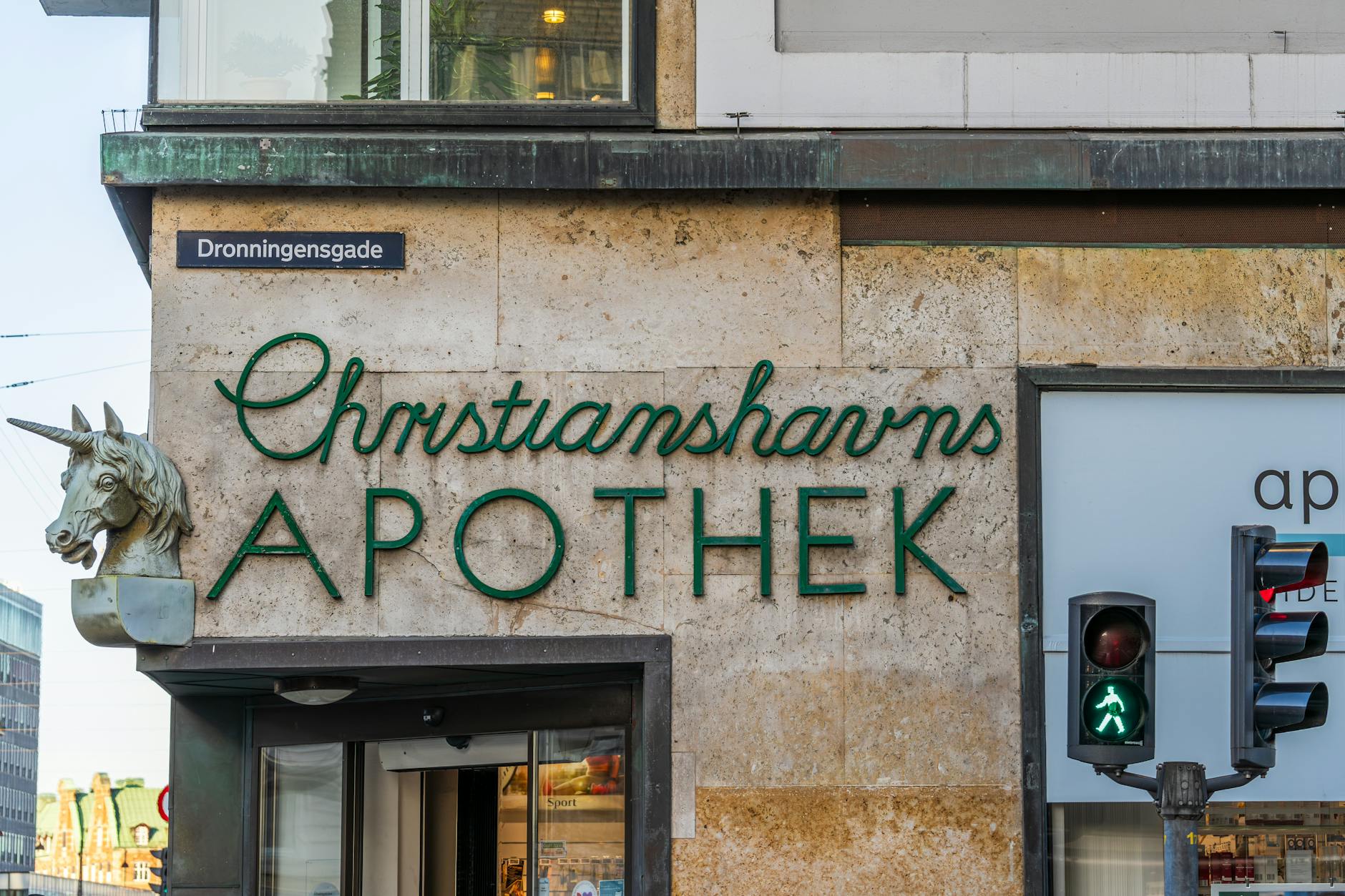 Historic Copenhagen pharmacy building for medical planning context.