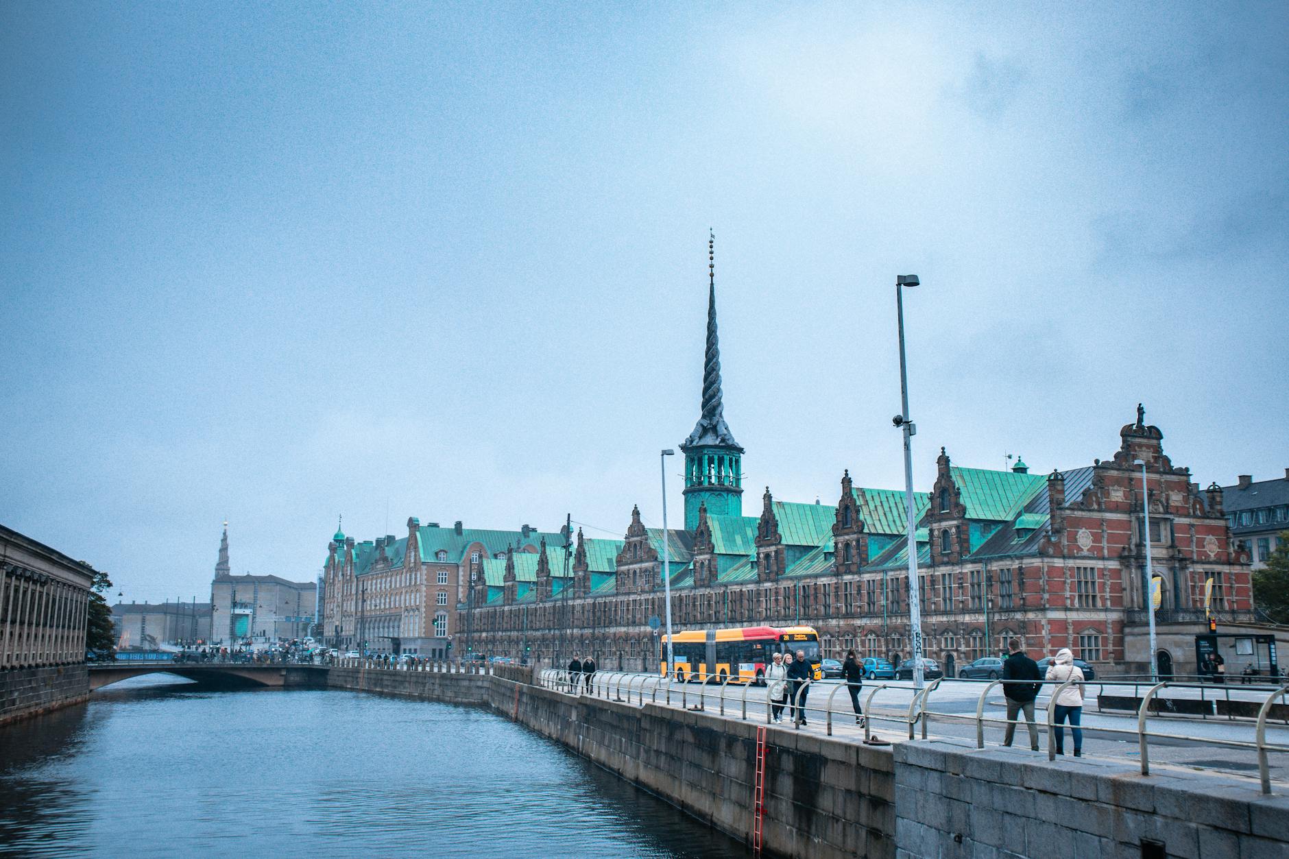 Copenhagen canal and historic buildings for mobility-aware departure planning.