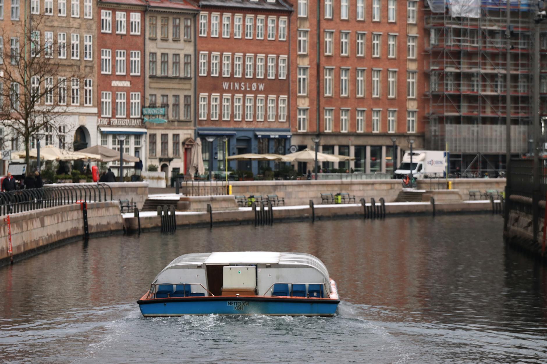 Canal boat in Copenhagen for mobility-aware harbor planning.