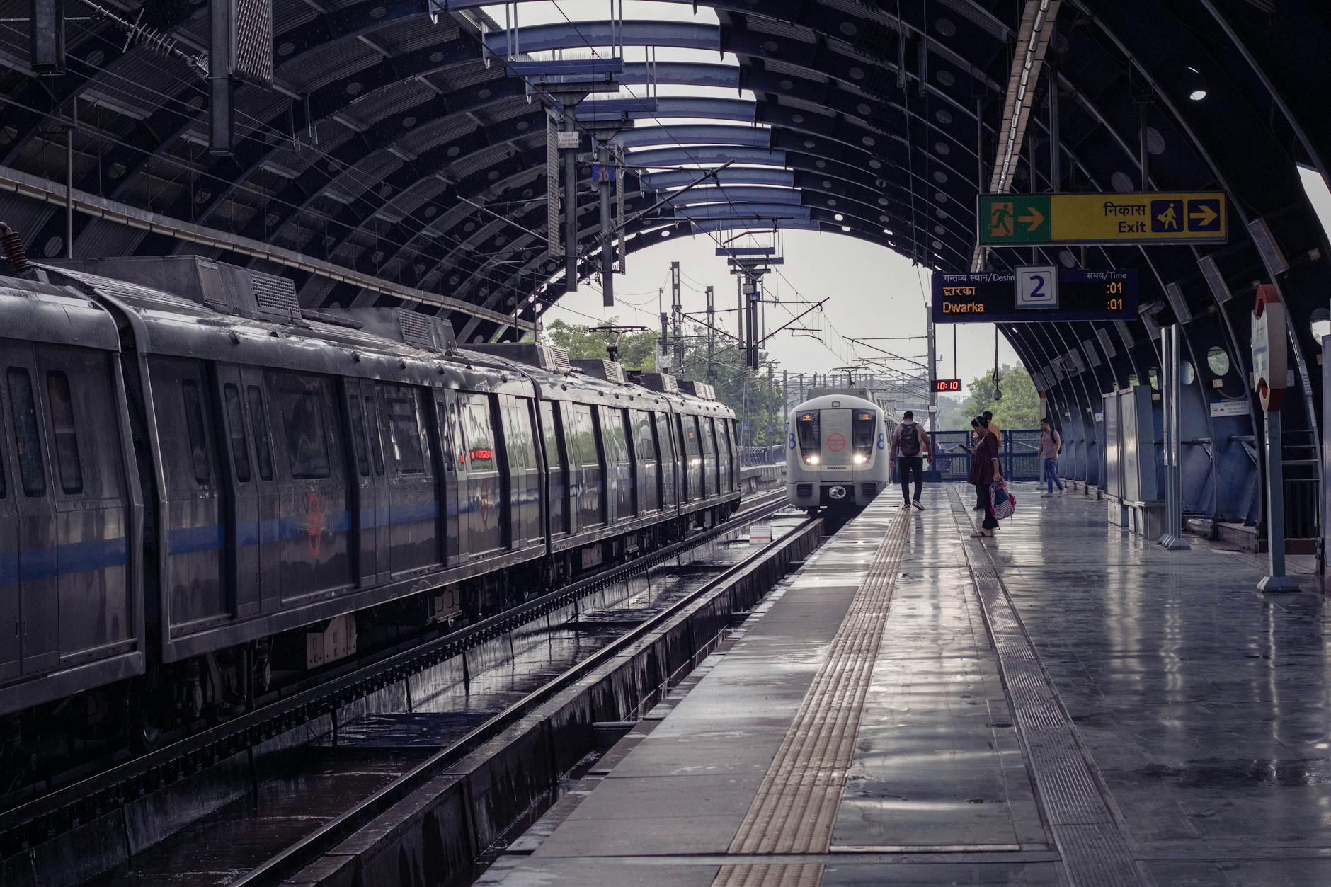 New Delhi metro station platform for academic conference movement planning.