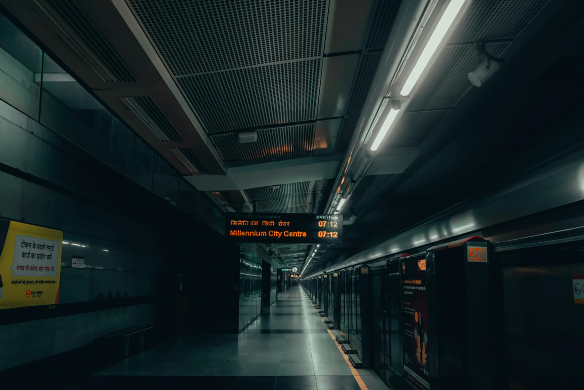New Delhi metro platform for business traveler health and movement planning.