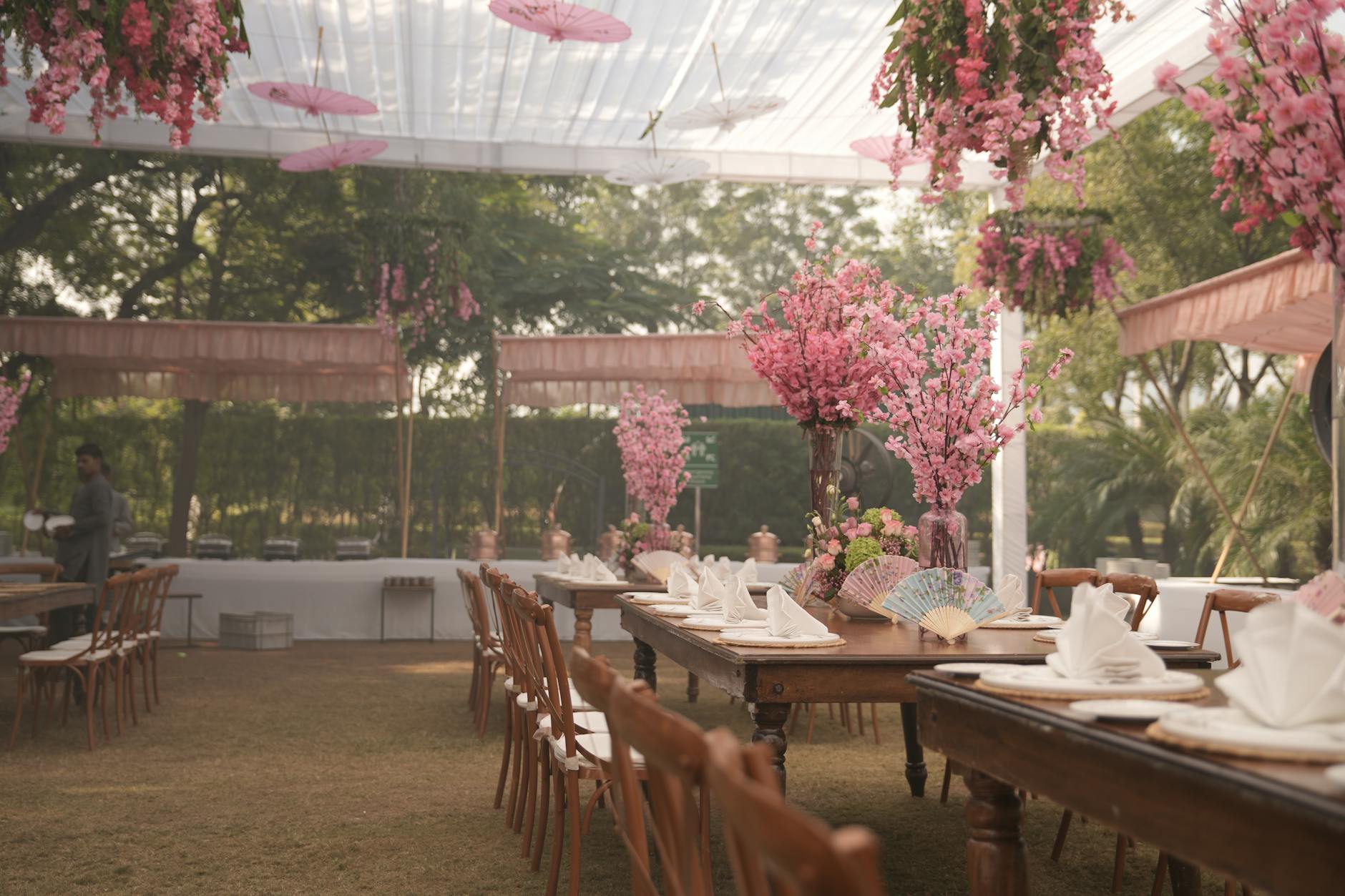 Elegant Delhi outdoor event setting for luxury travel planning.