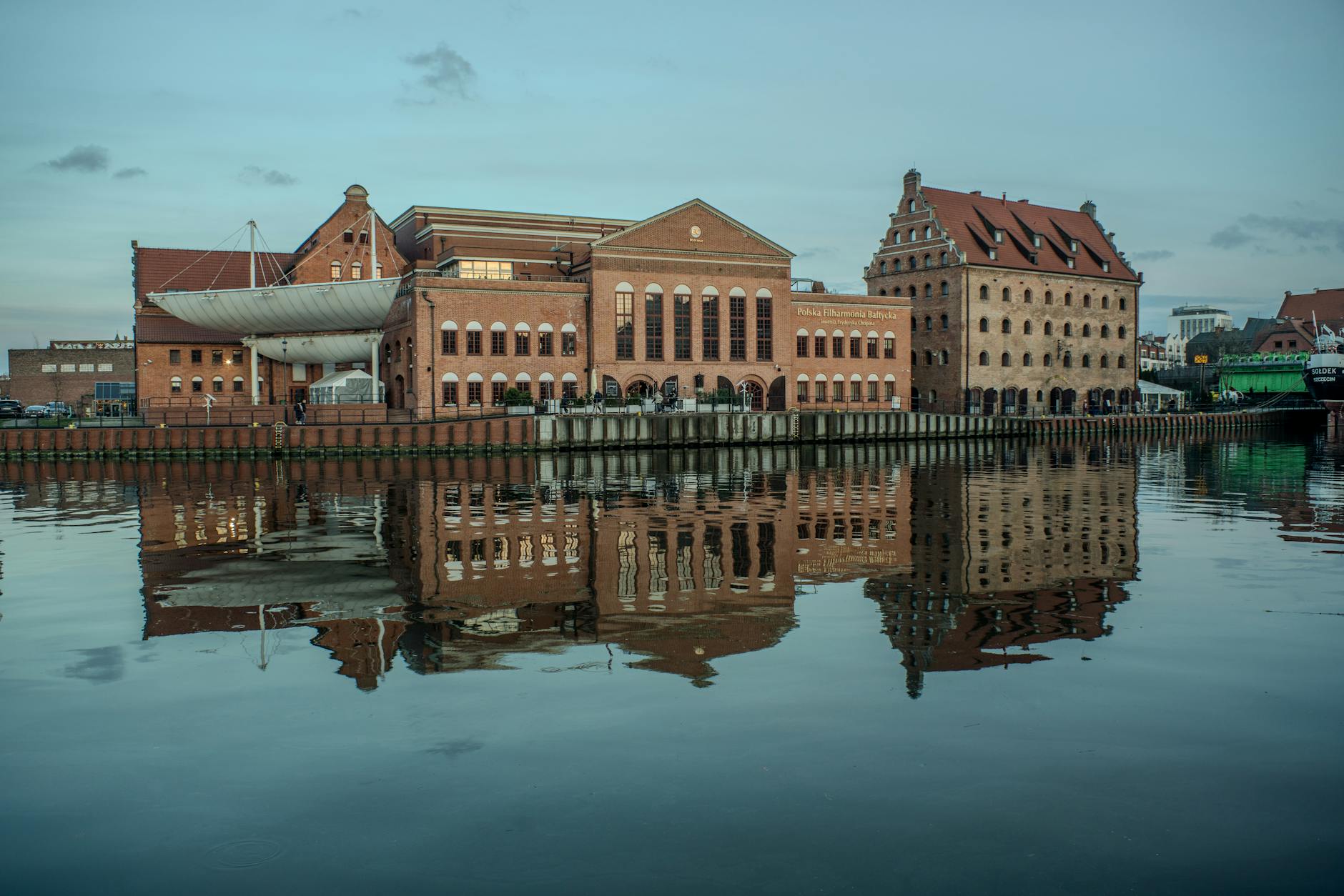 Gdansk hotel and waterfront area for business lodging planning.
