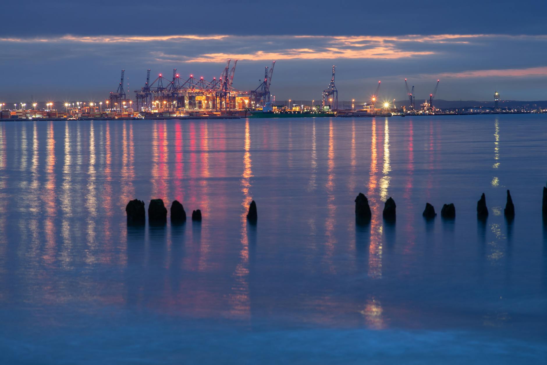 Gdansk evening waterfront for nightlife district planning.