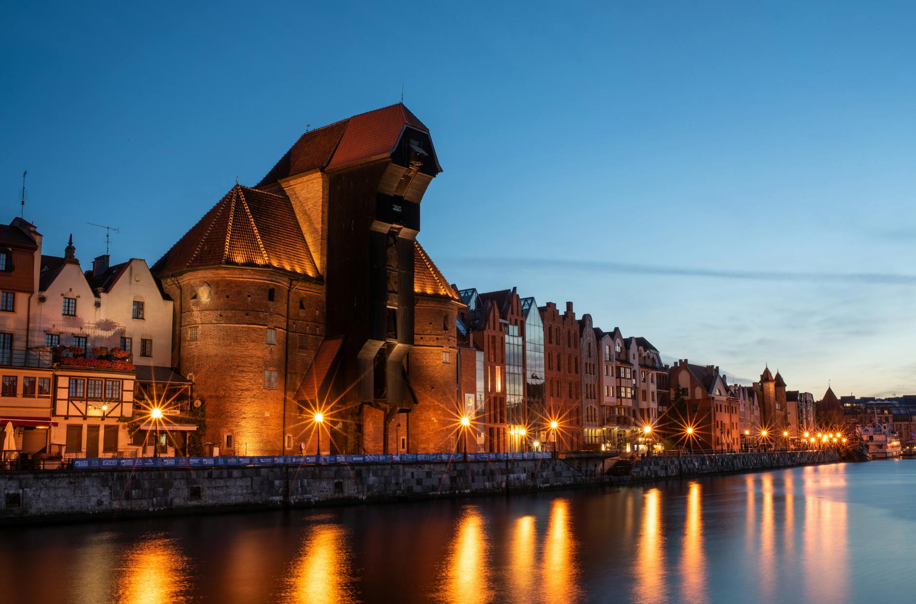 Gdansk waterfront evening for repeat leisure visitor weather planning.