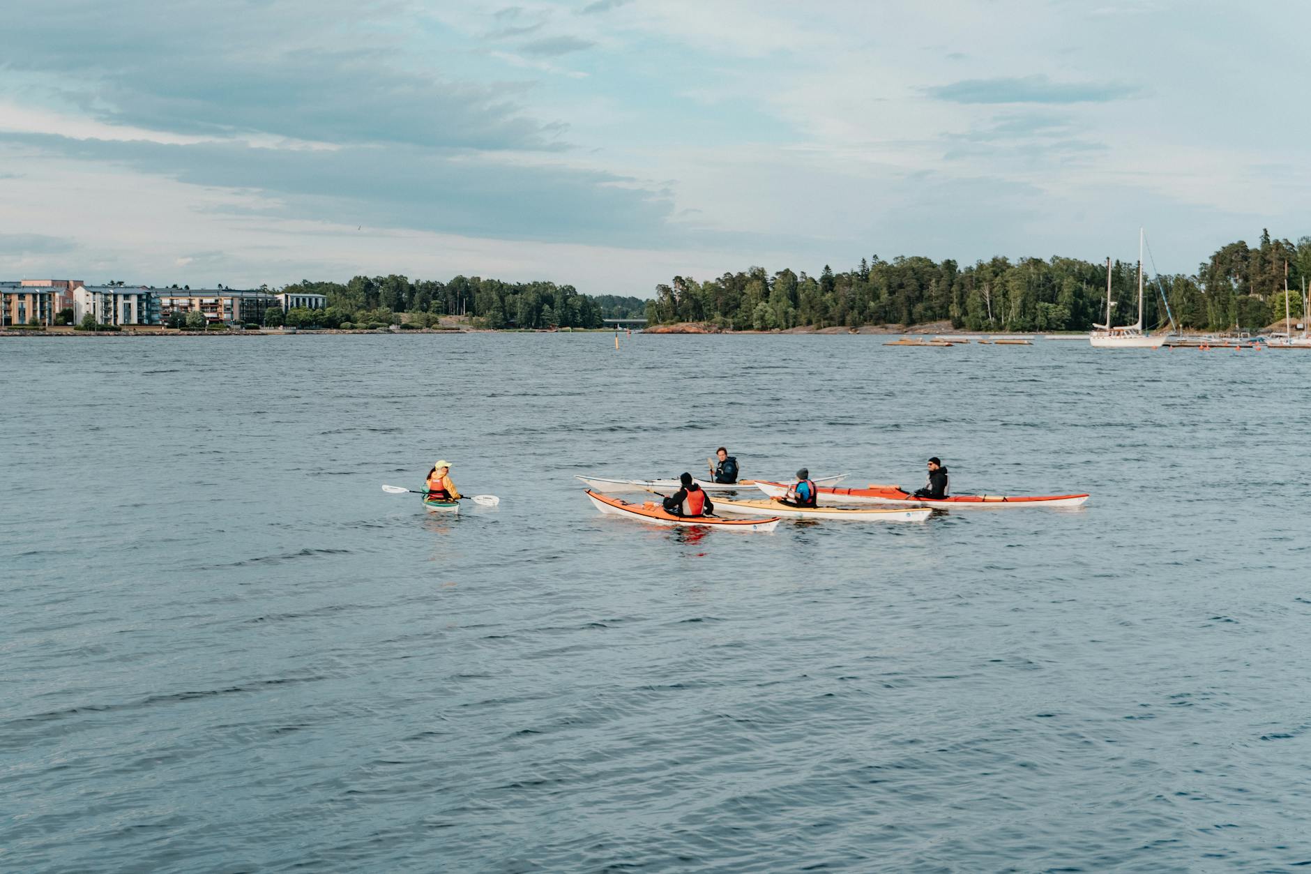 Kayakers in Helsinki for outdoor activity planning.