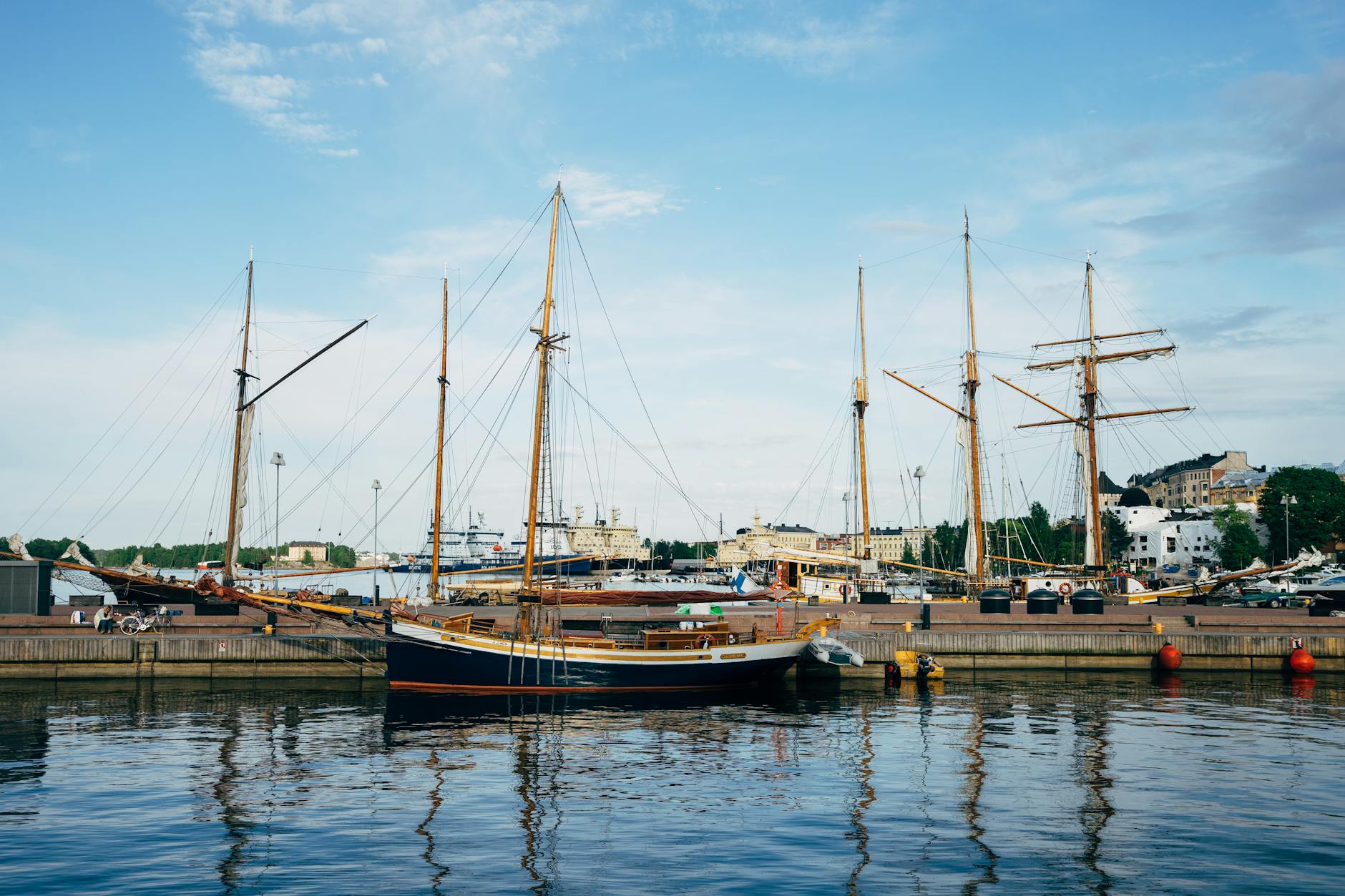 Sailboats in Helsinki harbor for budget itinerary value planning.