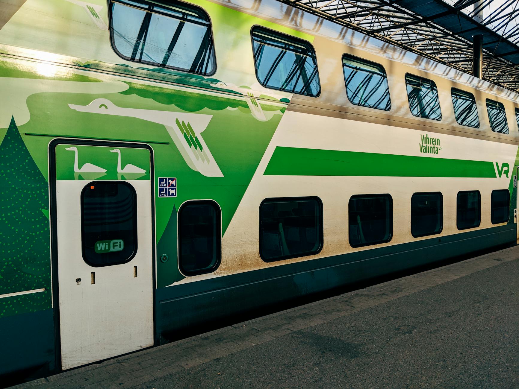 Train at Helsinki station for consultant transfer planning.