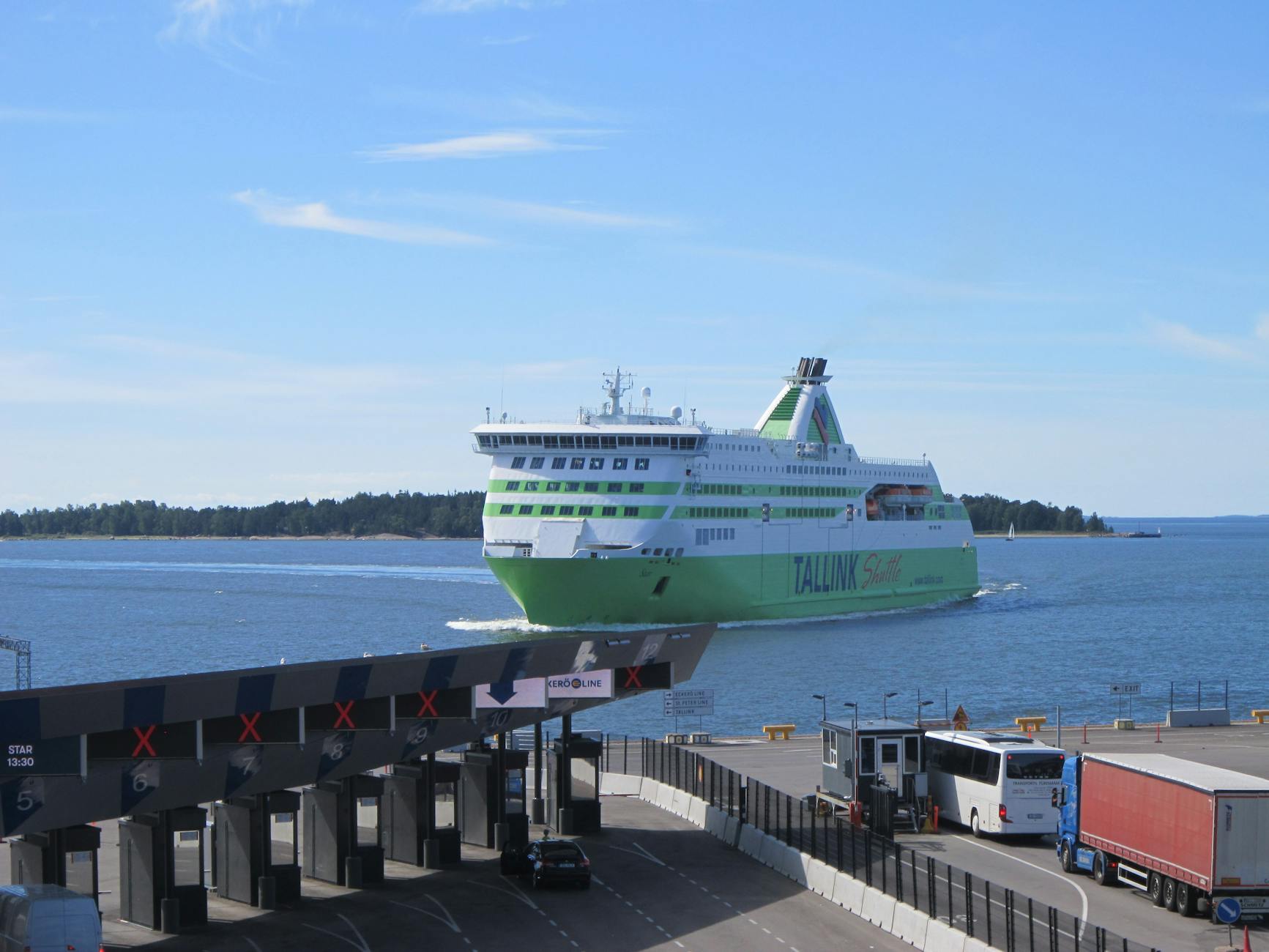Tallink ferry in Helsinki harbor for compact port-call planning.