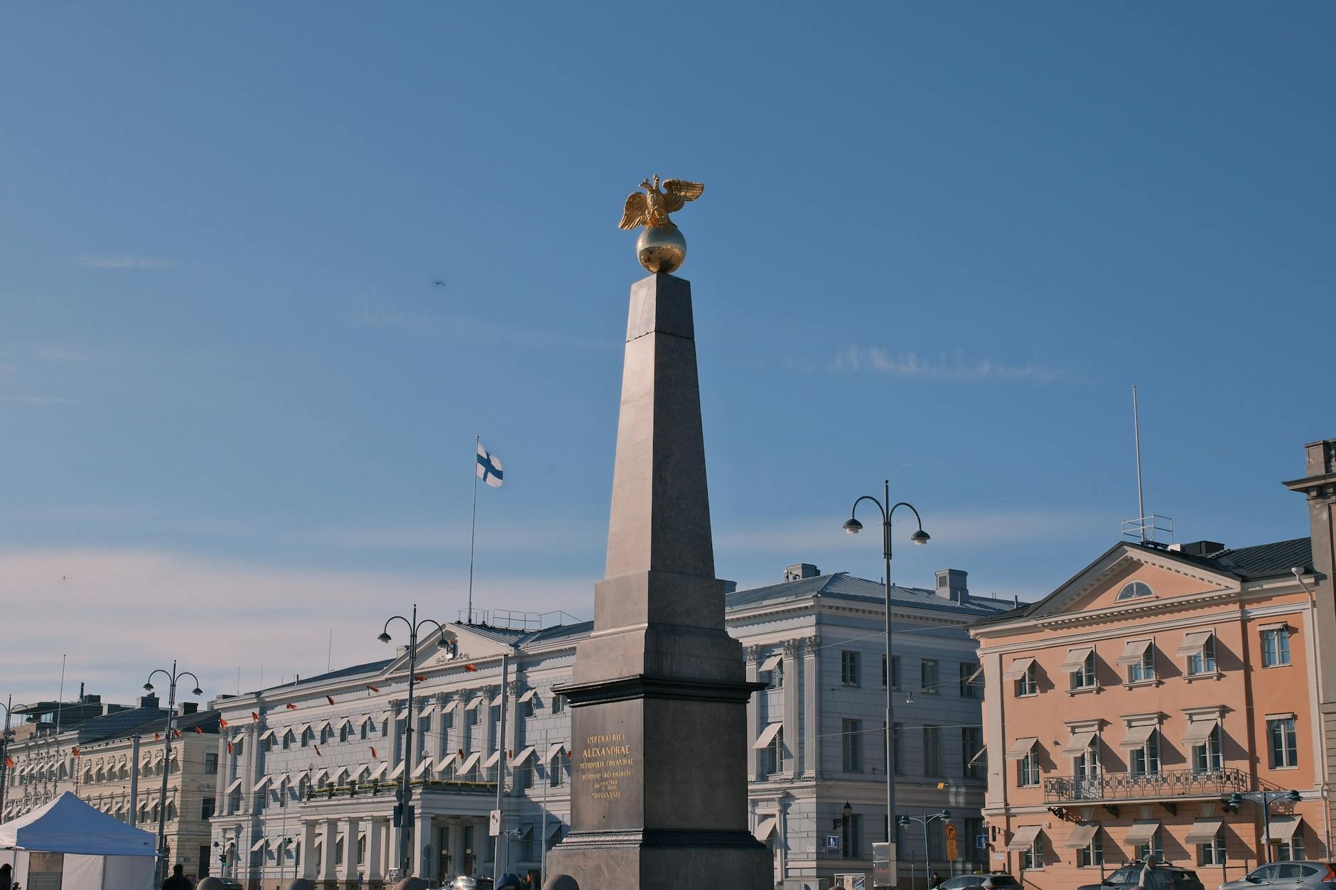 Helsinki Market Square obelisk for first-time travel report planning.