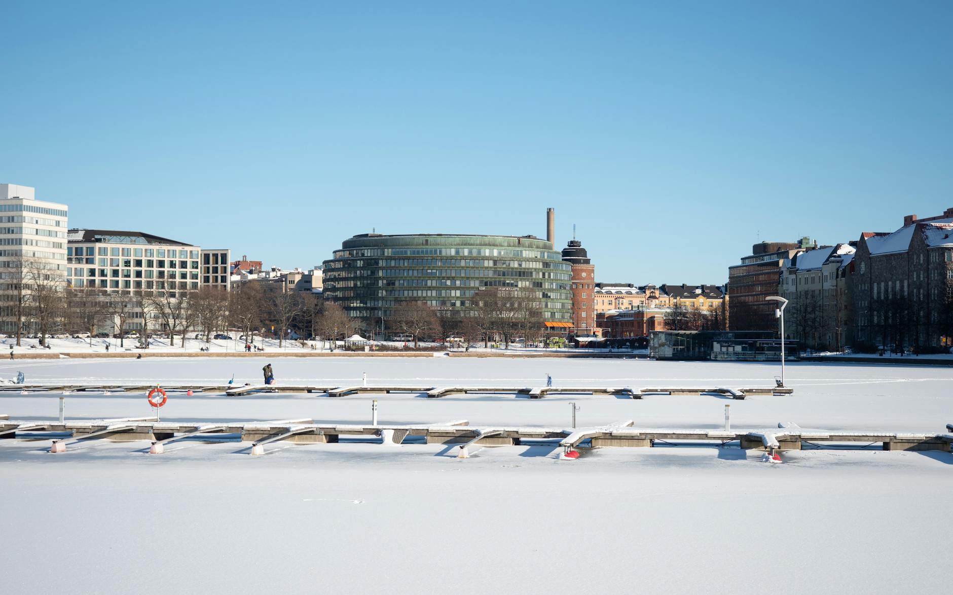 Winter Helsinki architecture for investor lodging and workspace planning.