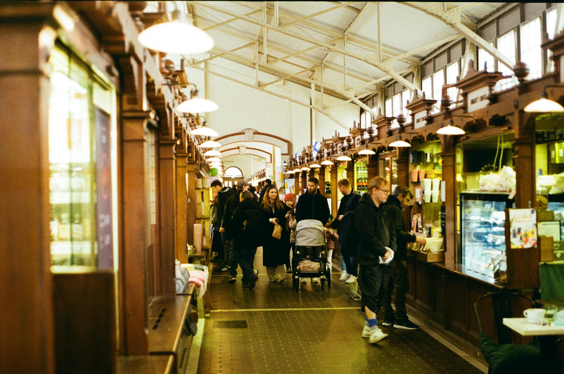 Helsinki indoor market for student meal and budget planning.