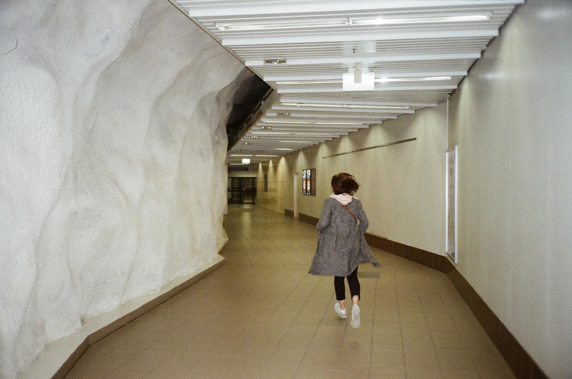 Underground tunnel in Helsinki for stopover route planning.