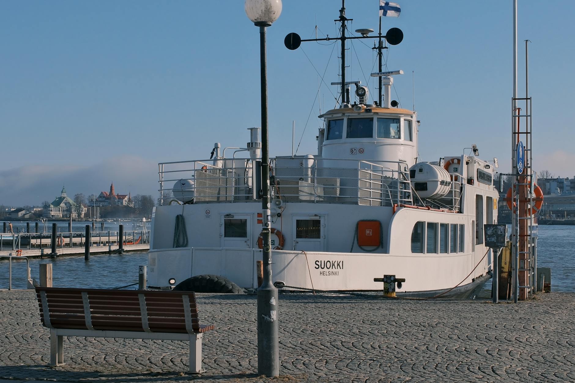 Docked ferry at Helsinki harbor for mobility-aware waterfront planning.