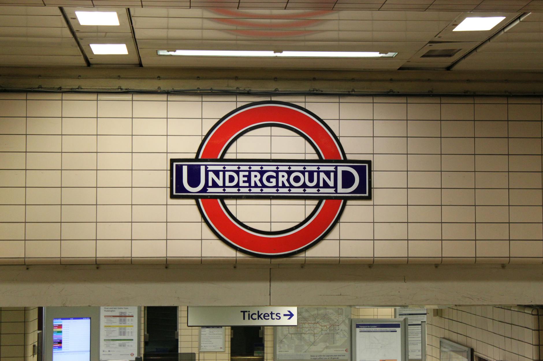 London Underground sign for low-cost public transport planning