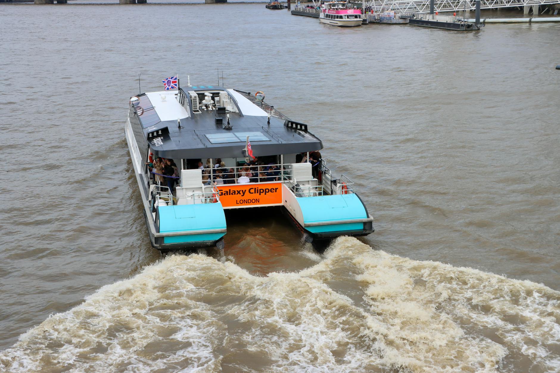 Passenger ferry cruising on the Thames in London