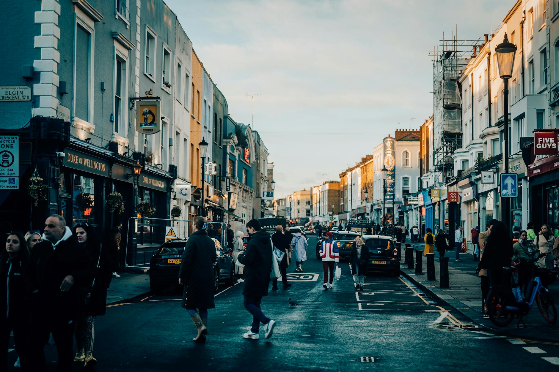 Notting Hill street scene with classic London architecture